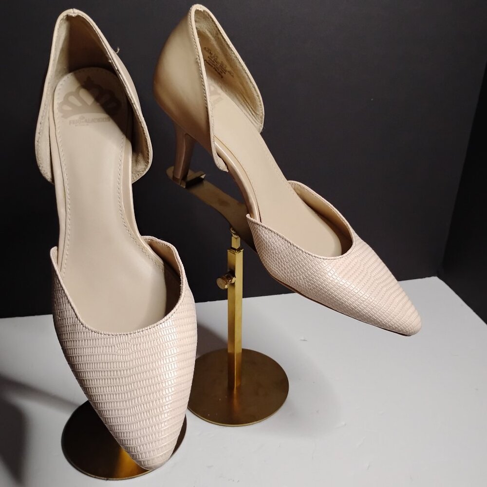 Fergalicious by Fergie Heels Size 8.5 Tan/Cream Cordelia Synthetic D'Orsay Style